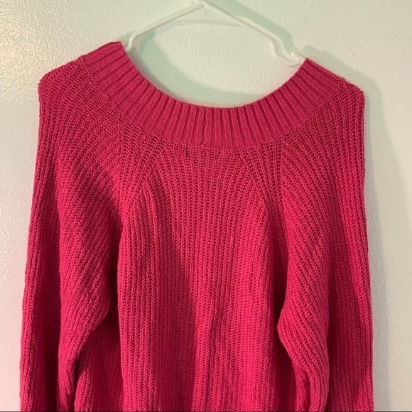 A.n.a. V-Neck High Low Sweater Catalina Hot Pink - Picture 10 of 14